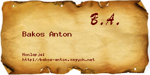 Bakos Anton névjegykártya